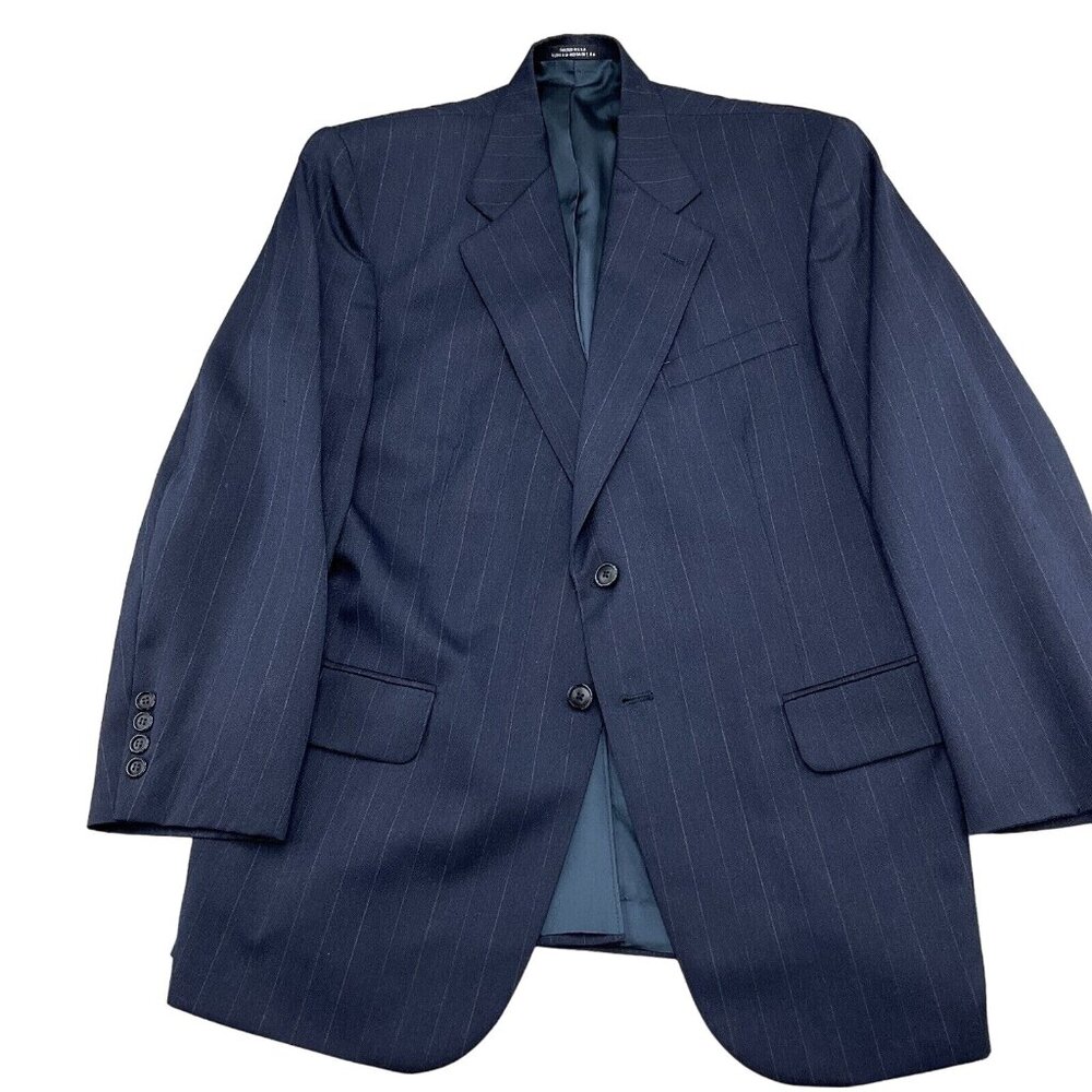 Stafford Blazer Men 42R  Blue White Chalk Stripe Wool Classic Career‎ USA VTG